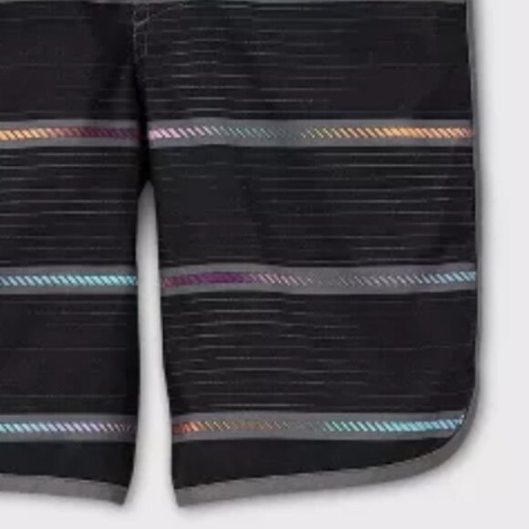 ART CLASS youth charcoal gray & rainbow stripe dolphin hem board shorts 16 Husky - Picture 5 of 7
